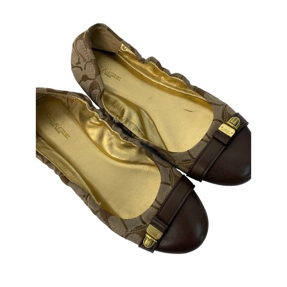 Coach Delphine Brown Signature Canvas Ballet Flats Size 7.5 7510 GUC Shoes - Picture 2 of 11